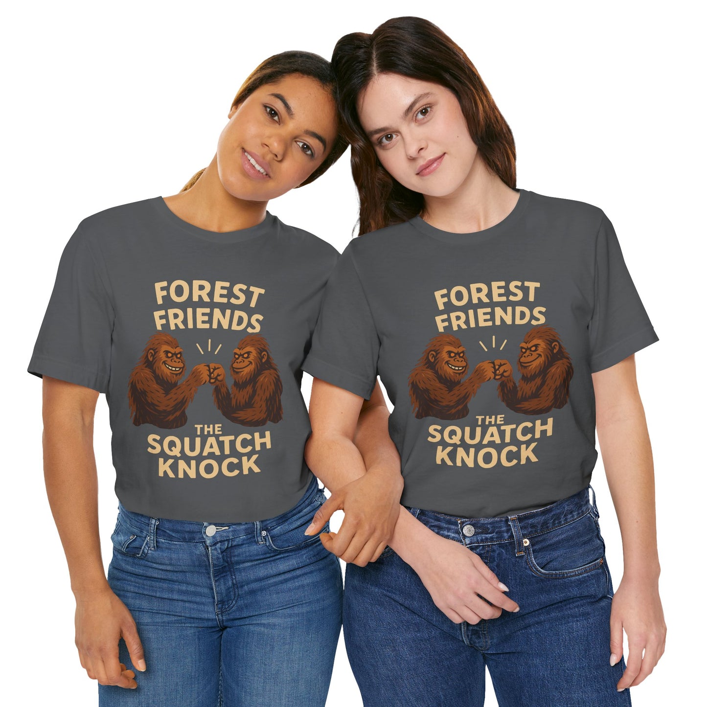 Forest Friends: The Squatch Knock Tee – Bigfoot Fist Bump Shirt