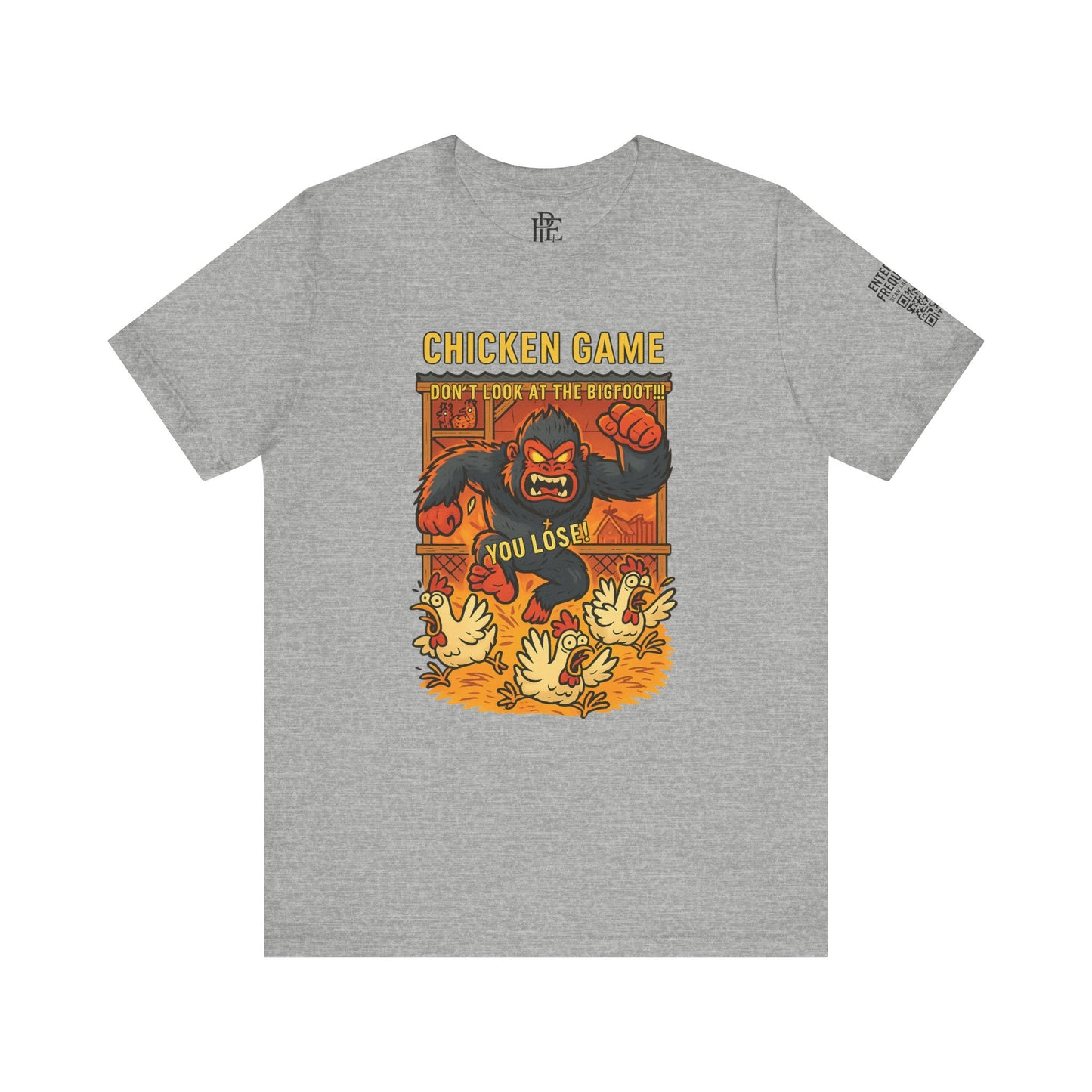Bigfoot Chicken Game Tee – Humorous Unisex Shirt for Gamers & Cryptid Fans