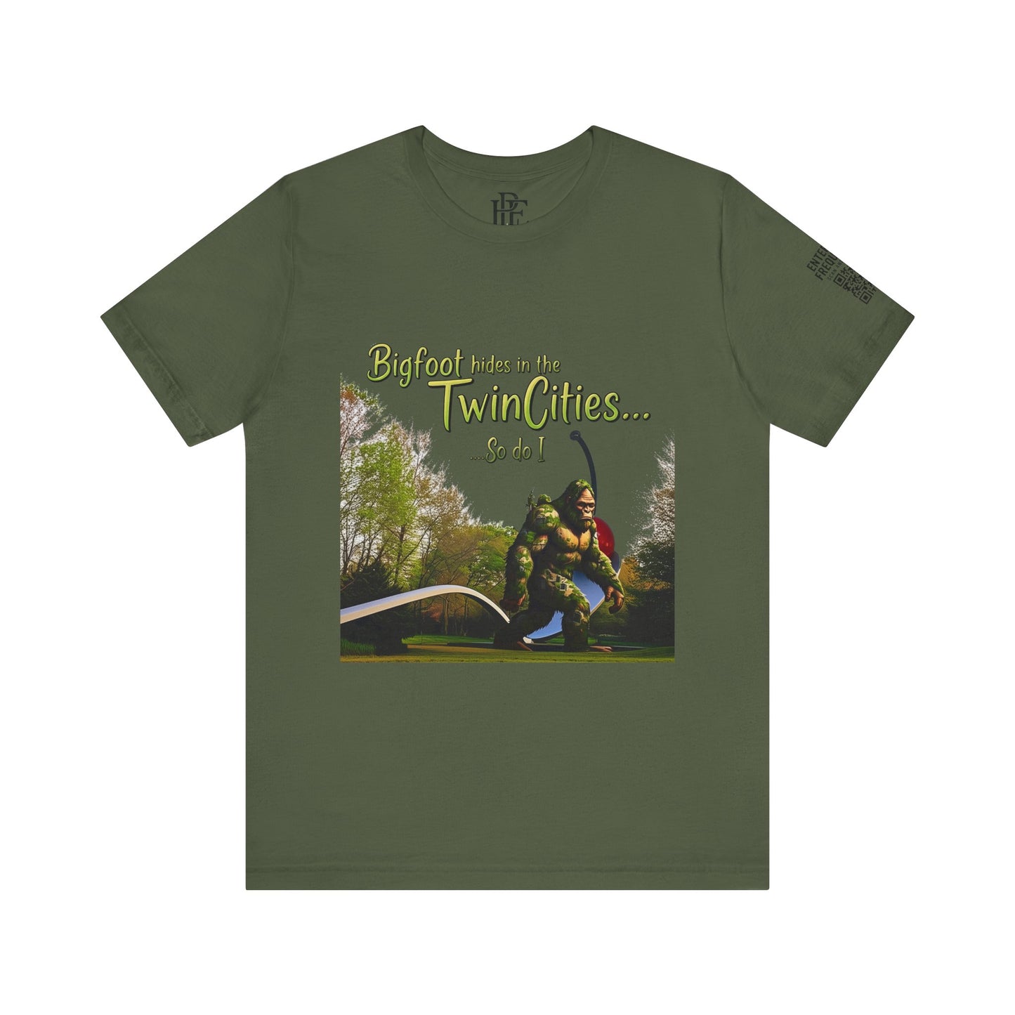 “Bigfoot Hides in the Twin Cities... So Do I” Tee – Urban Legend, Local Truth.